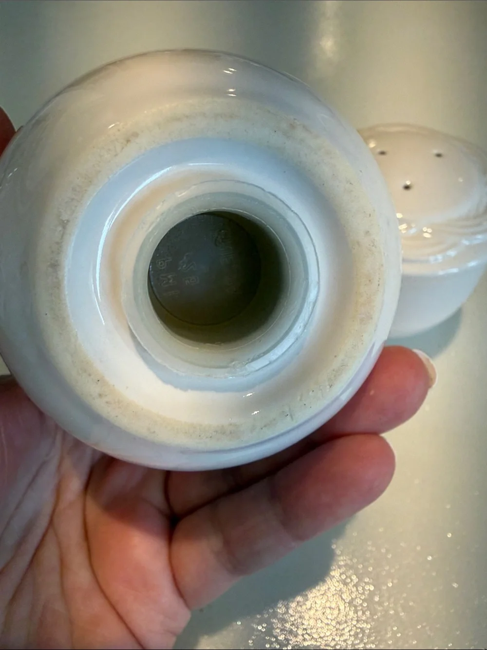 White Pfaltzgraff Ceramic Salt and Pepper Shakers - Swirl Detail
